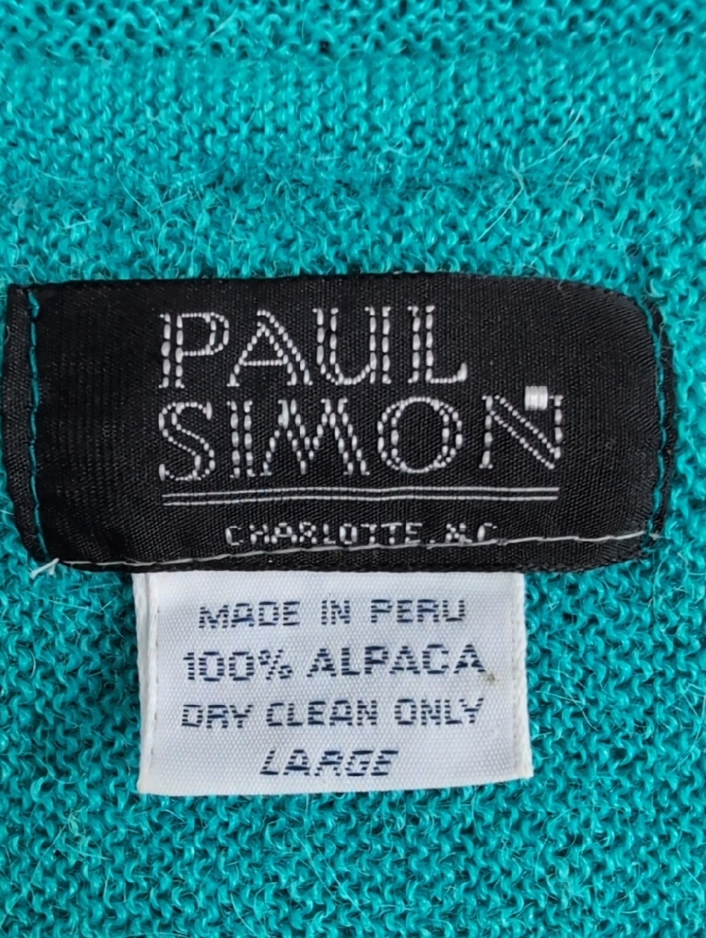 Alpaca Sweater, Paul Simon, Pullover V-neck Long Sleeves, 100% Alpaca, Size Larg - Picture 10 of 10